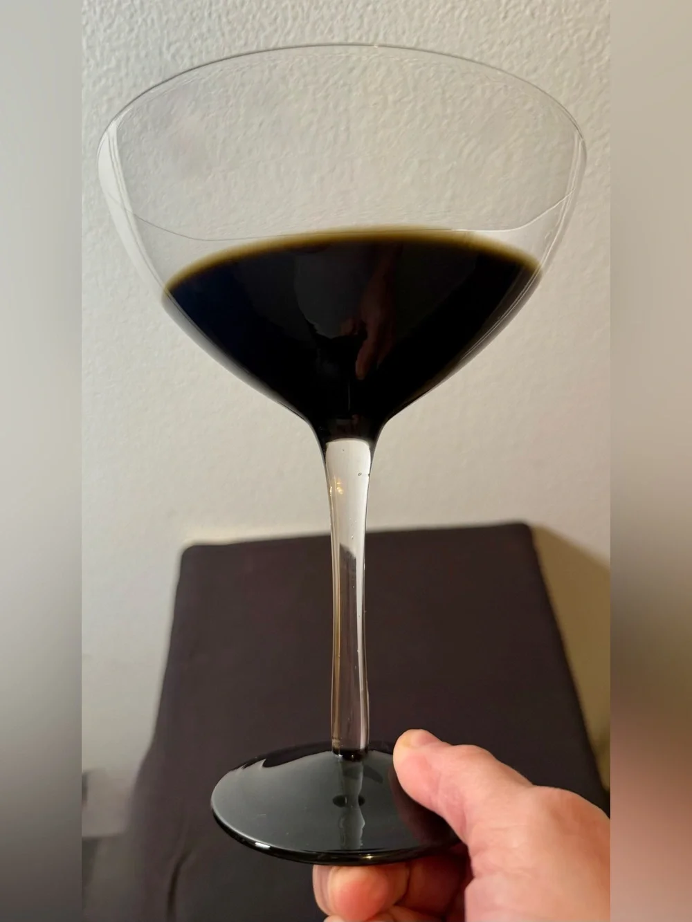 Pier 1 Elemental Black To Clear 7” Martini Cocktail Glass. 12oz